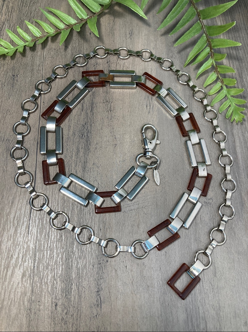 Vintage Soho Italy Metal And Faux Tortoiseshell Link Belt